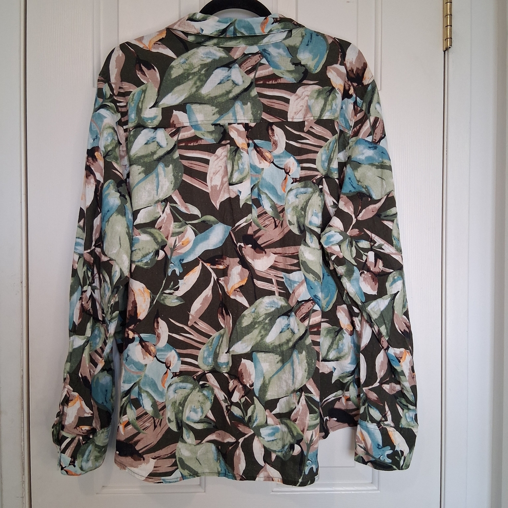 C by One Tropical Floral Linen Blend Button Up Shirt Size 2X - Picture 2 of 12
